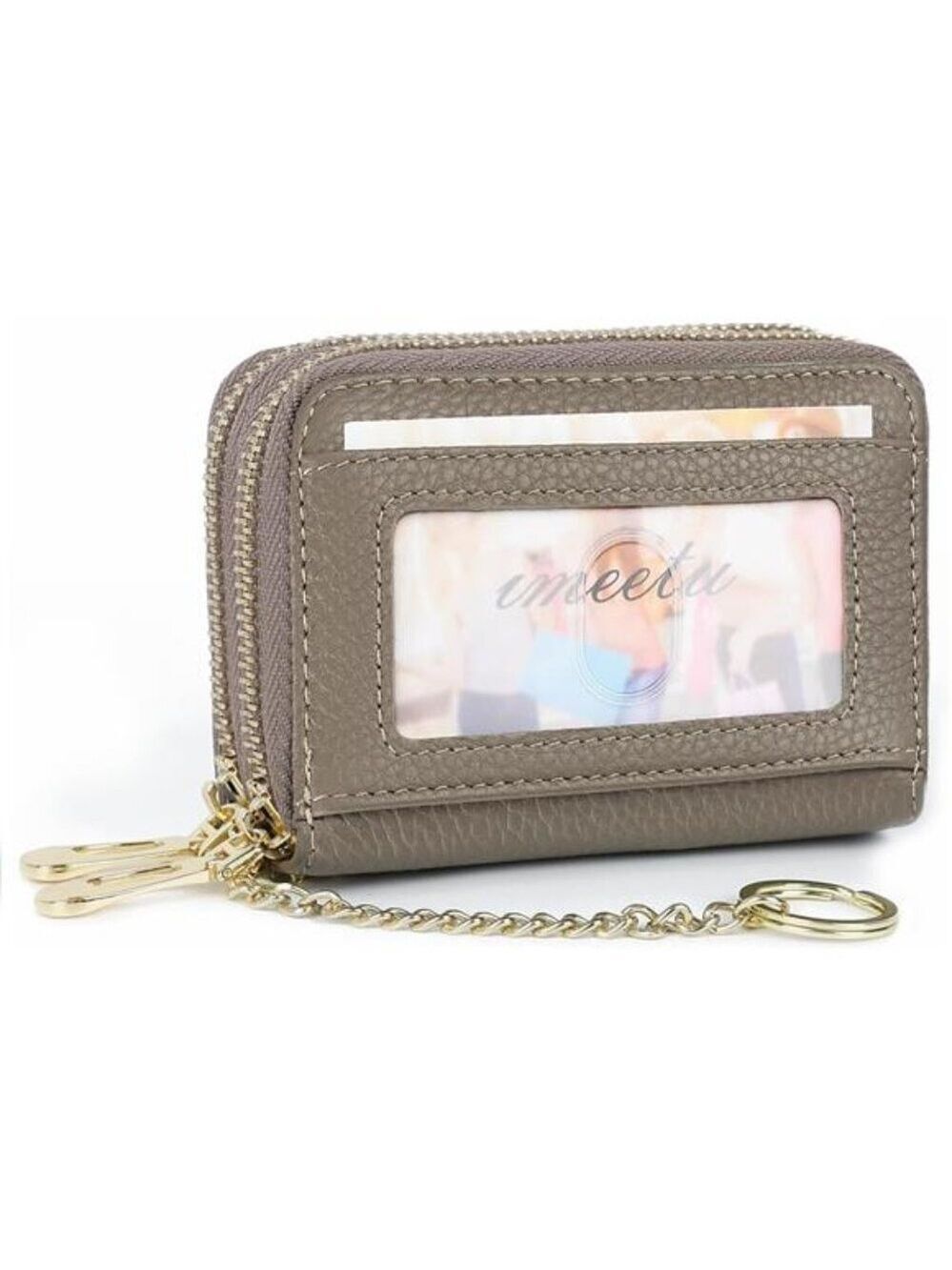 RFID Leather Card Wallet Credit Card Holder Keychain Business Wallet Women Men